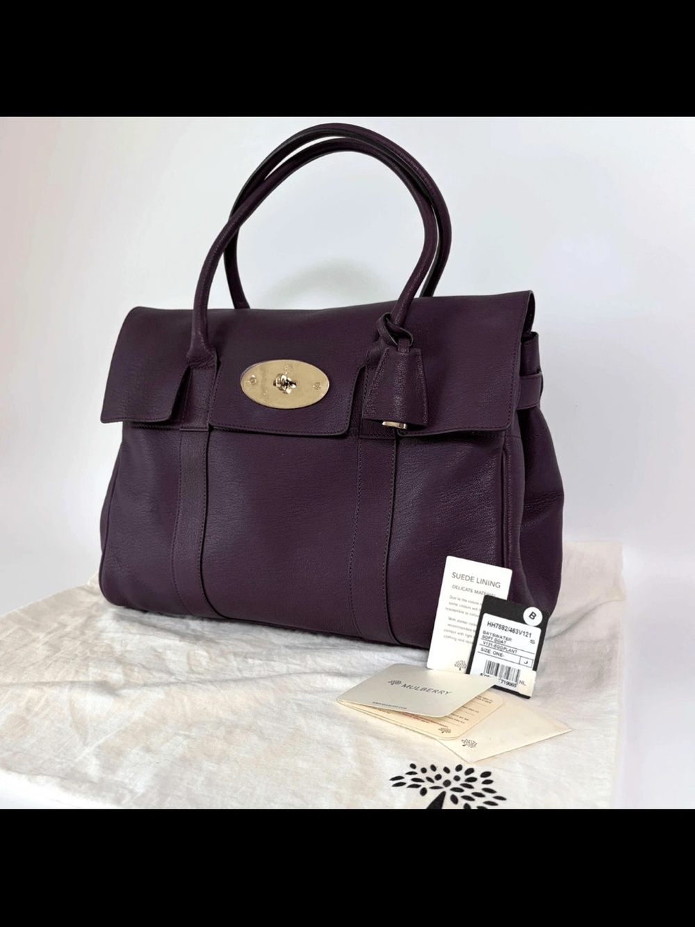 Mulberry Plum Leather Bayswater Satchel with Gold Hardware